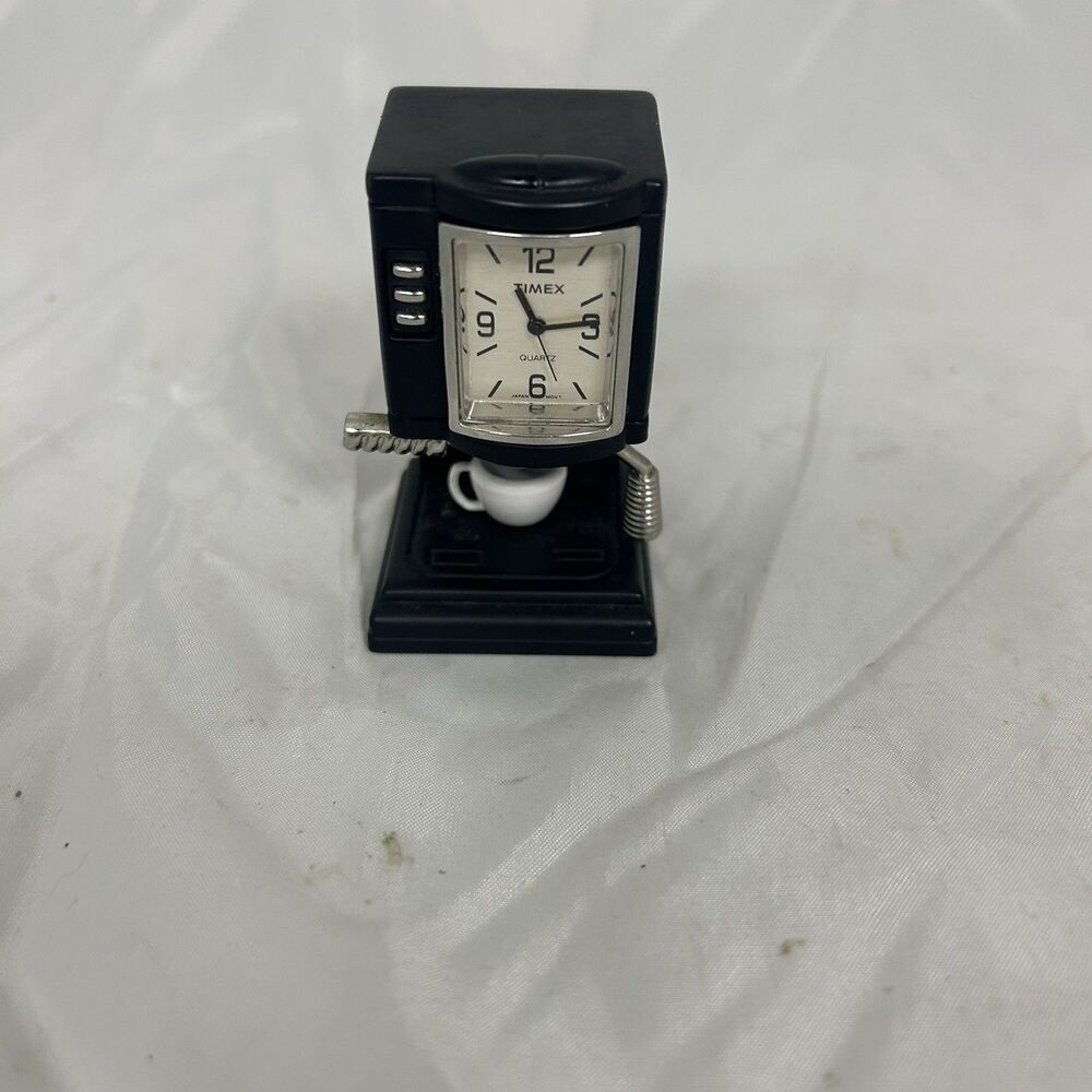 Miniature Times Espresso Coffee Maker Heavy Clock Needs Battery